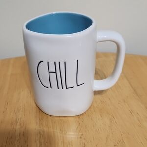 Rae Dunn White Mug with Sky Blue Interior - CHILL